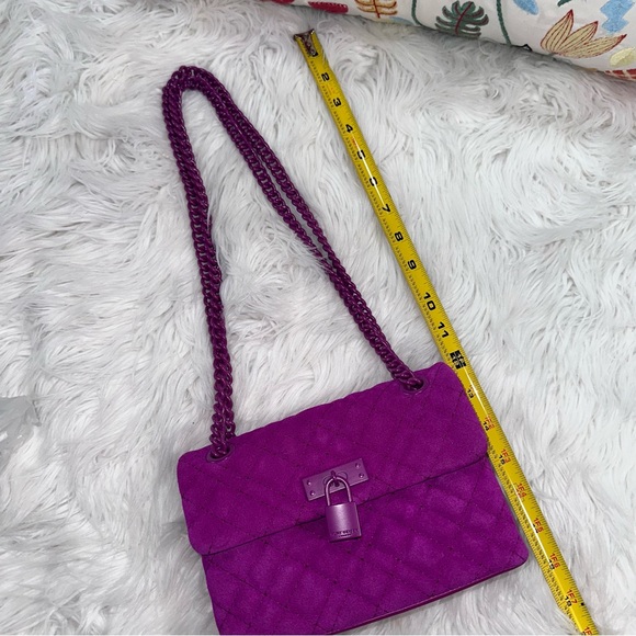 Kurt Geiger • Magenta Brixton Lock Full Grain Leather Crossbody Purse - Picture 2 of 13